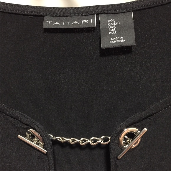 Women’s Tahari Brand Black Blouse w/ Metal Accents - Picture 4 of 8